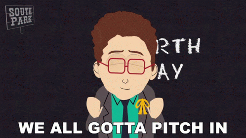 A Cartoon Of A Man With Glasses And A Sign That Says South Park GIF