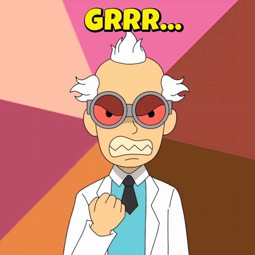 A Cartoon Of A Man With Glasses And The Word Grrr GIF