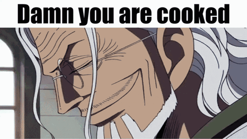 A Cartoon Of A Man With Glasses And The Words " Damn You Are Cooked " GIF