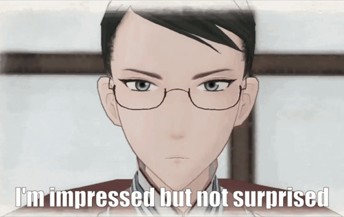 A Cartoon Of A Man With Glasses And The Words I 'M Impressed But Not Surprised GIF