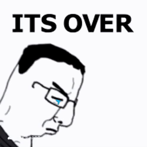 A Cartoon Of A Man With Glasses And The Words Its Over Above Him GIF