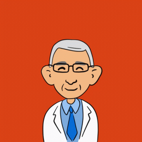 A Cartoon Of A Man With Glasses And The Words Listen To Fauci Around Him GIF