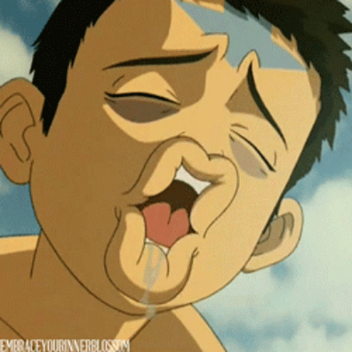 A Cartoon Of A Man With His Mouth Open And The Words " Embrace Your Inner Blossom " On The Bottom Right GIF