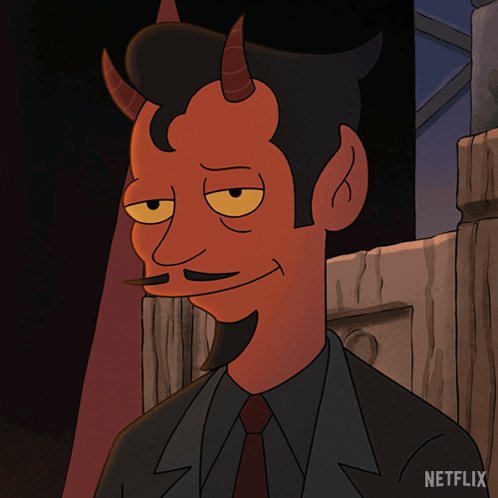 a cartoon of a man with horns and a mustache has netflix written on the bottom right