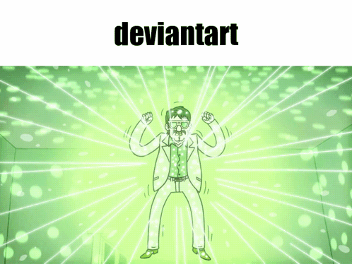 A Cartoon Of A Man With The Word Deviantart On The Bottom GIF