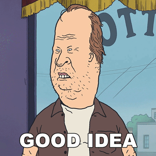 A Cartoon Of A Man With The Words Good Idea On The Bottom GIF