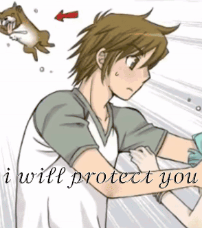 A Cartoon Of A Man With The Words " I Will Protect You " On The Bottom Right GIF