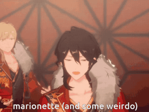 a cartoon of a man with the words marionette and some weirdo