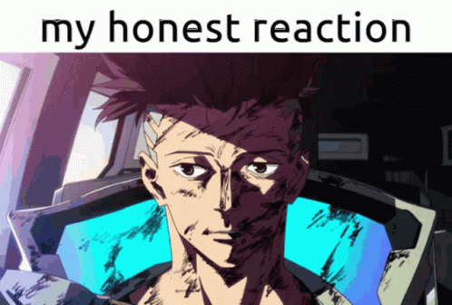 A Cartoon Of A Man With The Words " My Honest Reaction " Above Him GIF