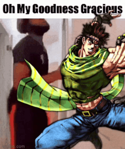 A Cartoon Of A Man With The Words Oh My Goodness Gracious At The Top GIF