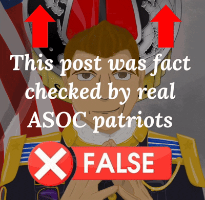 A Cartoon Of A Man With The Words " This Post Was Fact Checked By Real Asoc Patriots " Below Him GIF