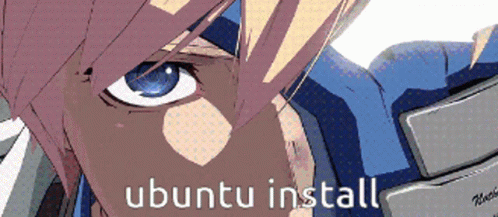 A Cartoon Of A Man With The Words Ubuntu Install Written Below Him GIF