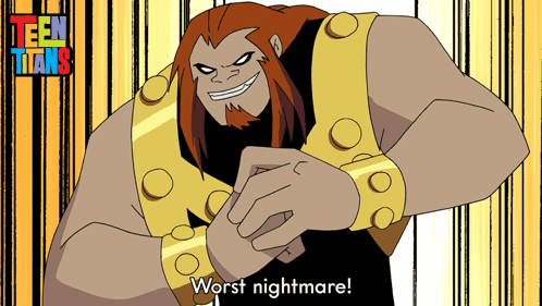 A Cartoon Of A Man With The Words Worst Nightmare Written Below Him GIF