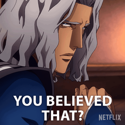 A Cartoon Of A Man With The Words You Believed That GIF