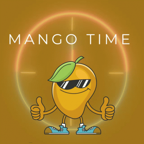 A Cartoon Of A Mango Giving A Thumbs Up With The Words Mango Time Below It GIF