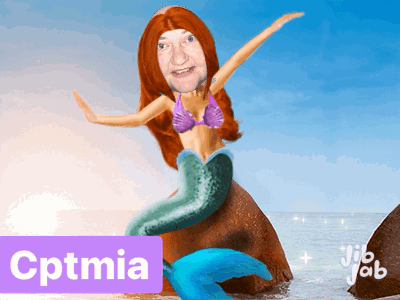 A Cartoon Of A Mermaid With The Word Cptmia On The Bottom GIF