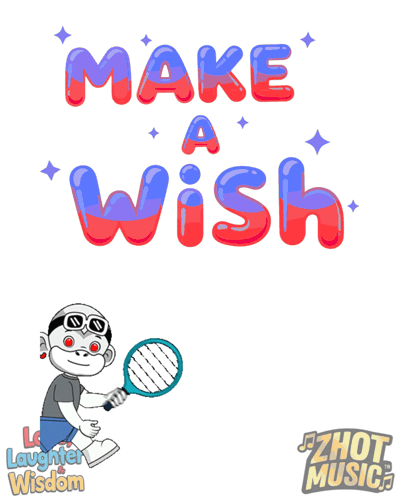 a cartoon of a monkey holding a tennis racquet and the words make a wish