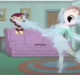 A Cartoon Of A Monkey Kicking Another Monkey In The Face GIF
