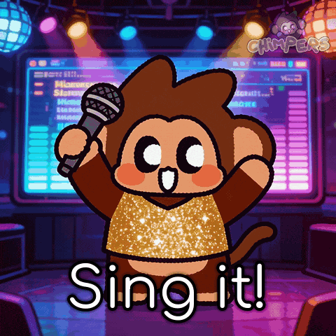 A Cartoon Of A Monkey Singing Into A Microphone With The Words Sing It Below Him GIF