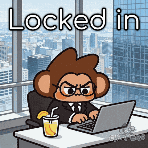 A Cartoon Of A Monkey Sitting At A Desk Using A Laptop Computer GIF