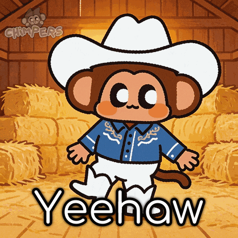 A Cartoon Of A Monkey Wearing A Cowboy Hat And Cowboy Boots GIF