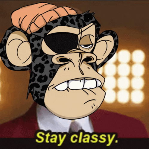 A Cartoon Of A Monkey Wearing A Leopard Print Hat With The Words Stay Classy Written Below It GIF