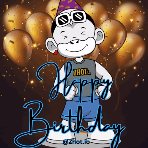 A Cartoon Of A Monkey Wearing A Shirt That Says " Zhot " GIF
