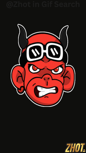 A Cartoon Of A Monkey Wearing Goggles And Horns With The Words Zhot In Gif Search Below It GIF