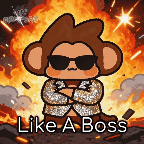 a cartoon of a monkey wearing sunglasses with the words like a boss below it