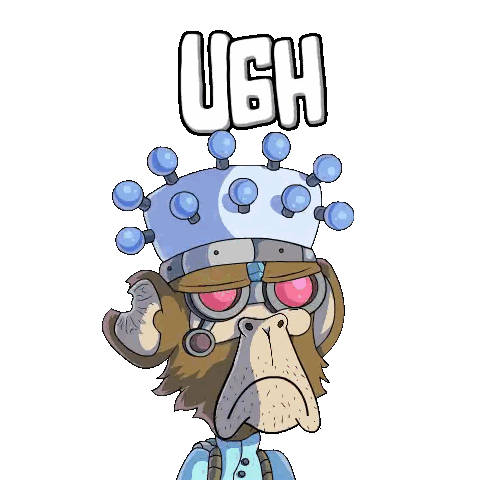 a cartoon of a monkey with a crown on his head and the word ugh above him