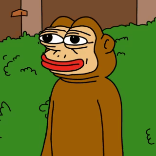 A Cartoon Of A Monkey With A Red Mouth Is Standing In The Grass GIF