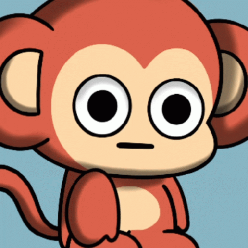 A Cartoon Of A Monkey With Big Eyes And A Sad Look On His Face GIF
