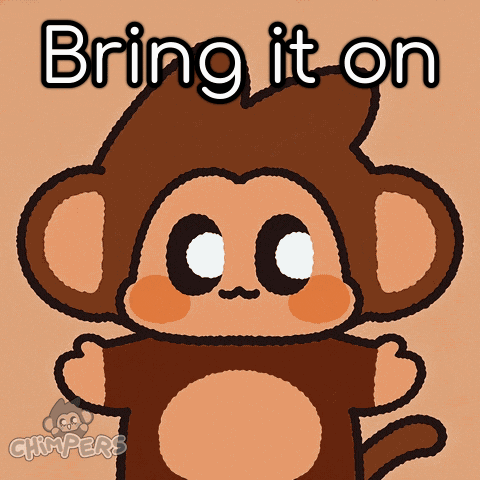 A Cartoon Of A Monkey With The Words Bring It On Above It GIF