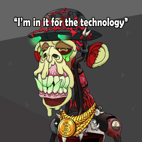 A Cartoon Of A Monkey With The Words " I 'M In It For The Technology " At The Top GIF