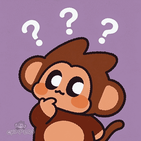 a cartoon of a monkey with three question marks above his head