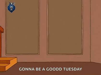 A Cartoon Of A Monster Breaking Through A Wall With The Words Ohhh Yeaahh Gonna Be A Good Tuesday GIF