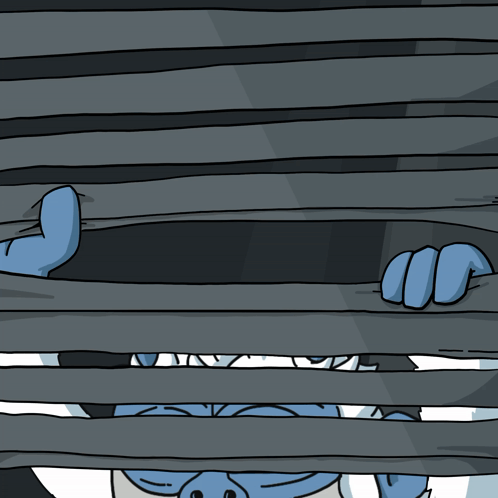 A Cartoon Of A Monster Peeking Through A Fence GIF