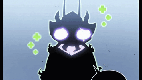 a cartoon of a monster with purple eyes and green crosses around it .