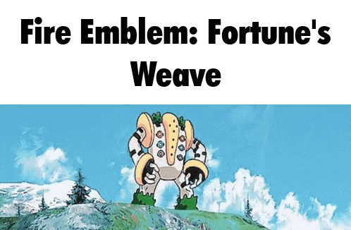 A Cartoon Of A Monster With The Words Fire Emblem Fortune 'S Weave GIF