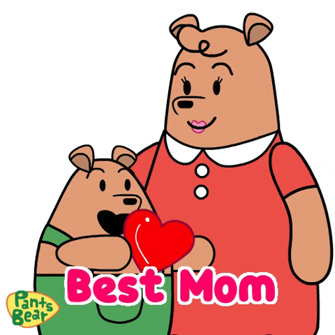 A Cartoon Of A Mother Bear Holding A Baby Bear With The Words Best Mom Written Below Them GIF