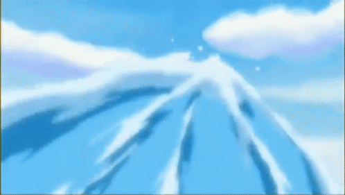 A Cartoon Of A Mountain With Water Coming Out Of It GIF