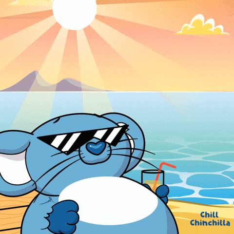 A Cartoon Of A Mouse Wearing Sunglasses And Holding A Drink With The Words Chill Chinchilla Written Below It GIF
