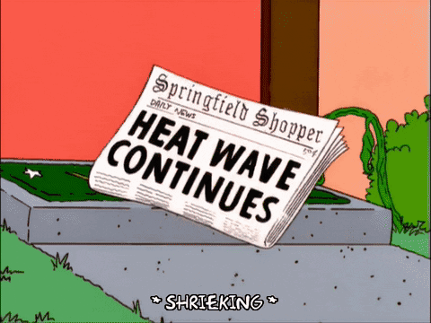 A Cartoon Of A Newspaper With The Headline Heat Wave Continues GIF