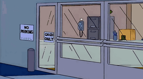 A Cartoon Of A No Parking Sign And A Cash Only Sign GIF