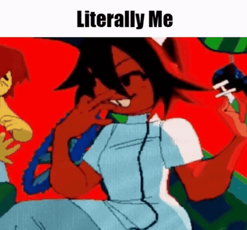 A Cartoon Of A Nurse Wearing Headphones And Smiling With The Words `` Literally Me '' Written Above Her . GIF