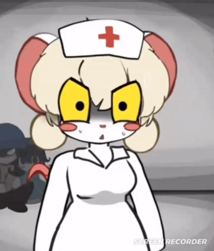 a cartoon of a nurse with a cross on her hat
