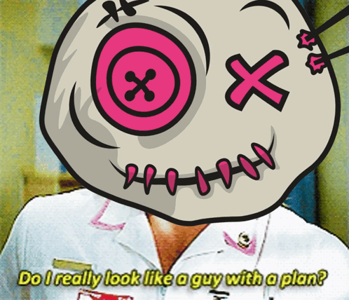 A Cartoon Of A Nurse With A Pink Button On Her Head And The Words Do I Really Look Like A Guy With A Plan GIF