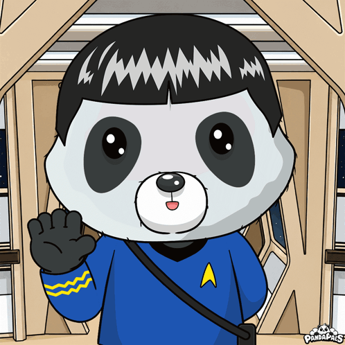 a cartoon of a panda bear dressed as star trek