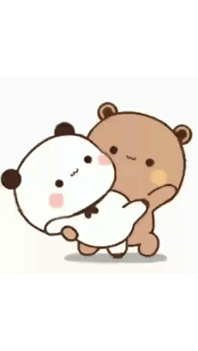 A Cartoon Of A Panda Bear Holding Another Panda Bear In Its Arms . GIF
