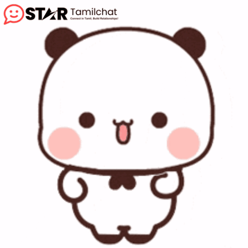 A Cartoon Of A Panda Bear With A Star Tamilchat Logo GIF